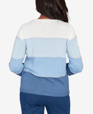 Petite Hilton Head Ombre Stripe Sweater with Necklace