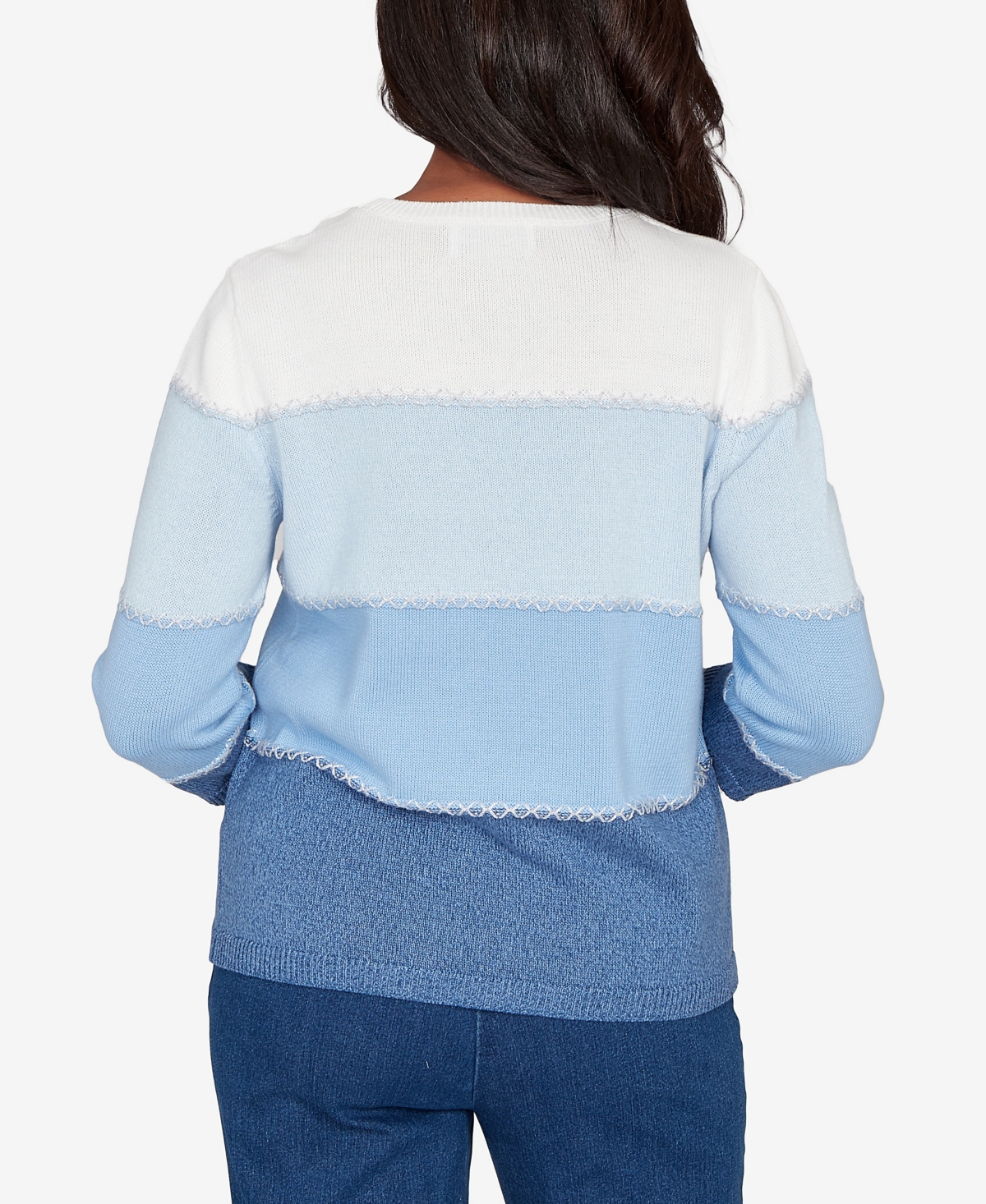 Alfred Dunner Petite Hilton Head Ombre Stripe Sweater with Necklace