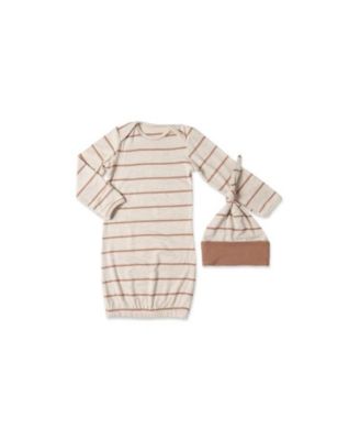 Baby Grey by Everly Grey Baby Boys Grey by Everly Grey Long Sleeve Gown Hat Set - Mocha stripe 30$