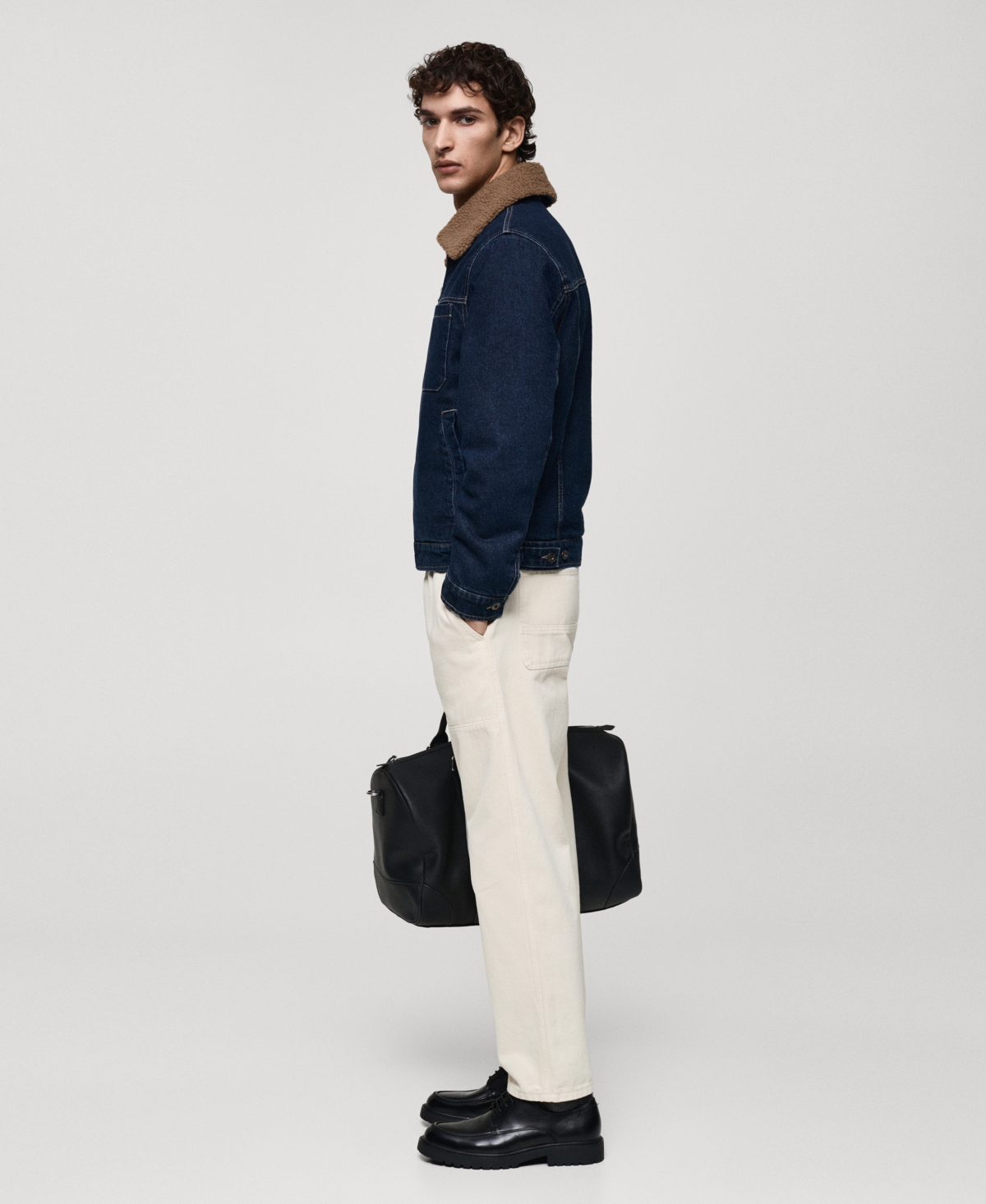 Mango Men's Shearling Lining Denim Jacket