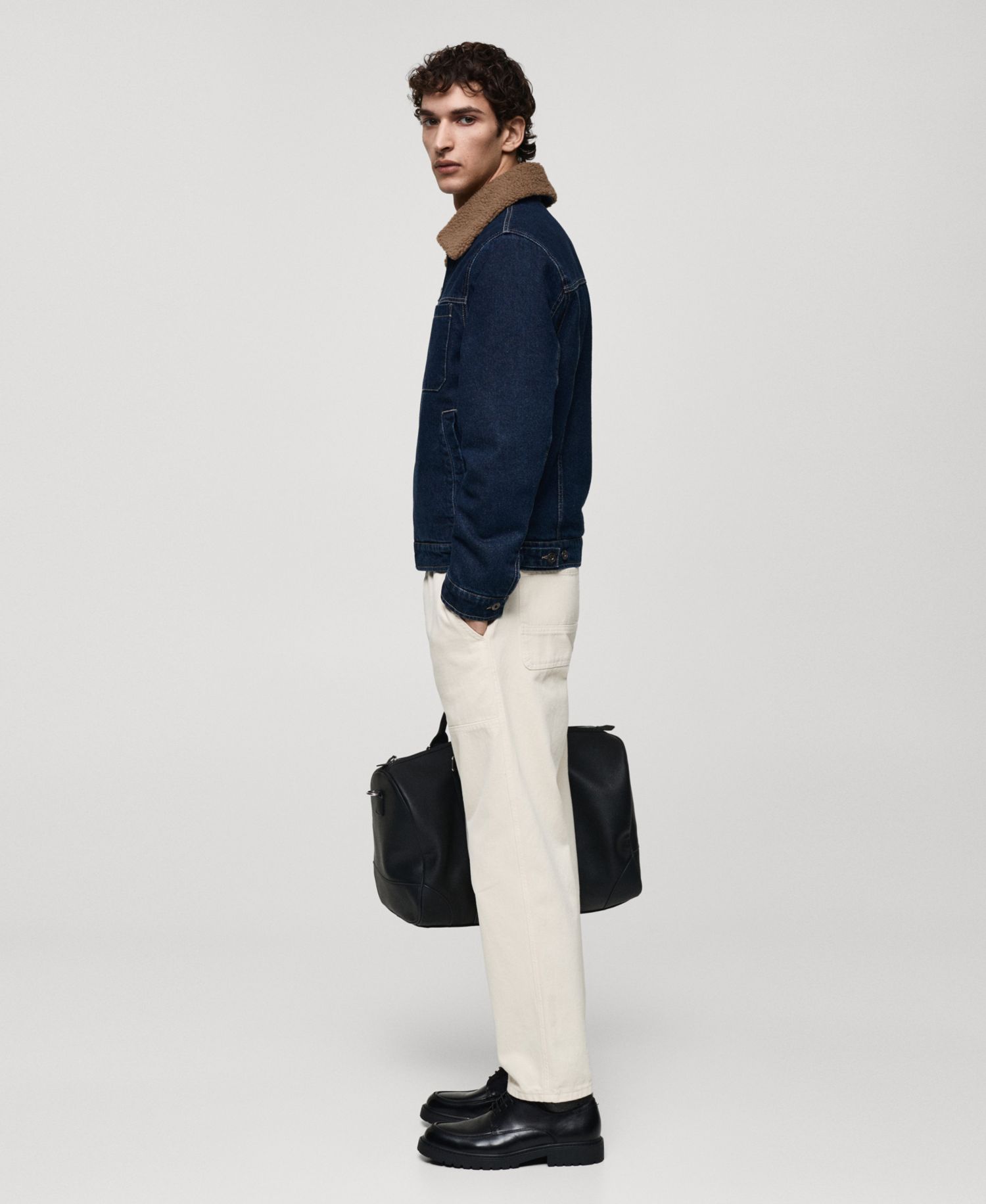 Men's Shearling Lining Denim Jacket