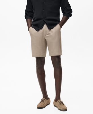 MANGO - Men's Linen-Cotton Blend 9.29" Bermuda Shorts