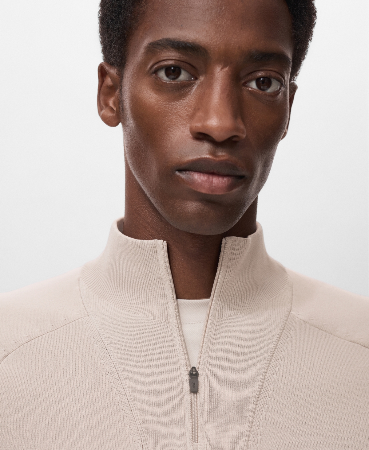 Mango Men's Breathable Zip-Neck Sweater