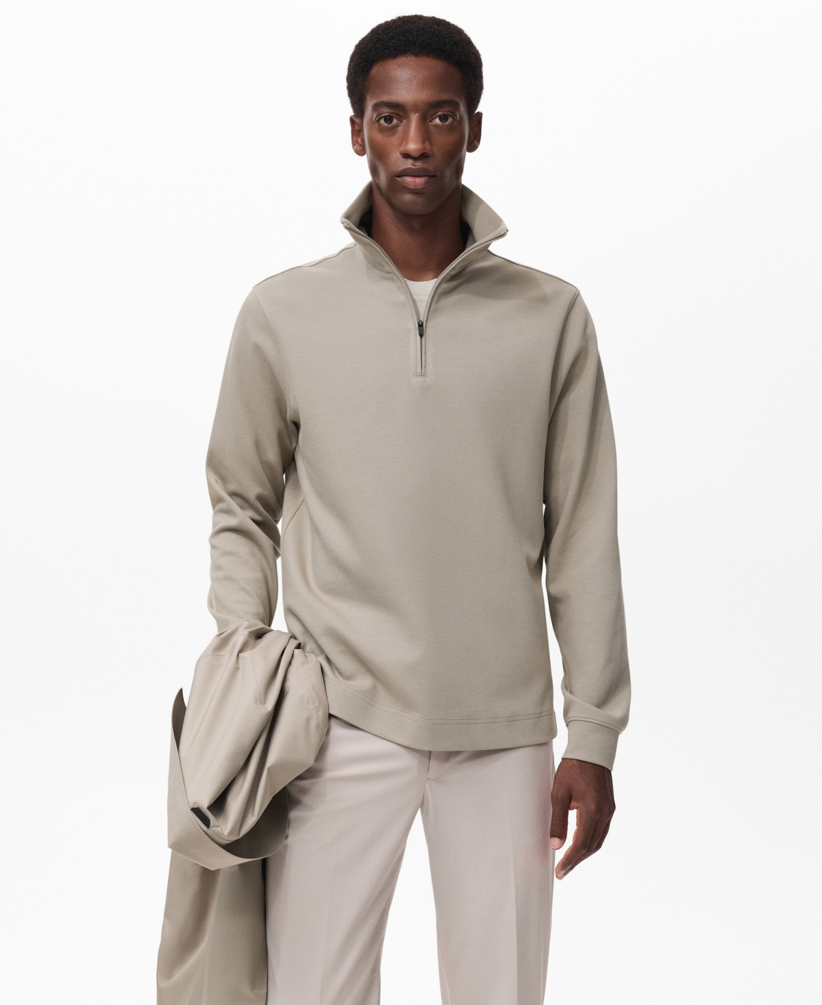 Mango Men's Regular-Fit Zipper Technical Sweatshirt