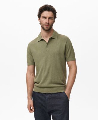 Men's Ribbed Knit Polo Shirt