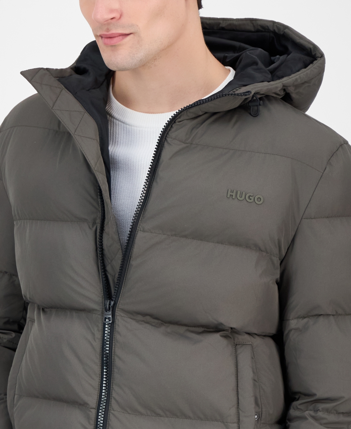 Hugo by Boss Men's Beazly2436 Slim-Fit Quilted Full-Zip Hooded Puffer Jacket