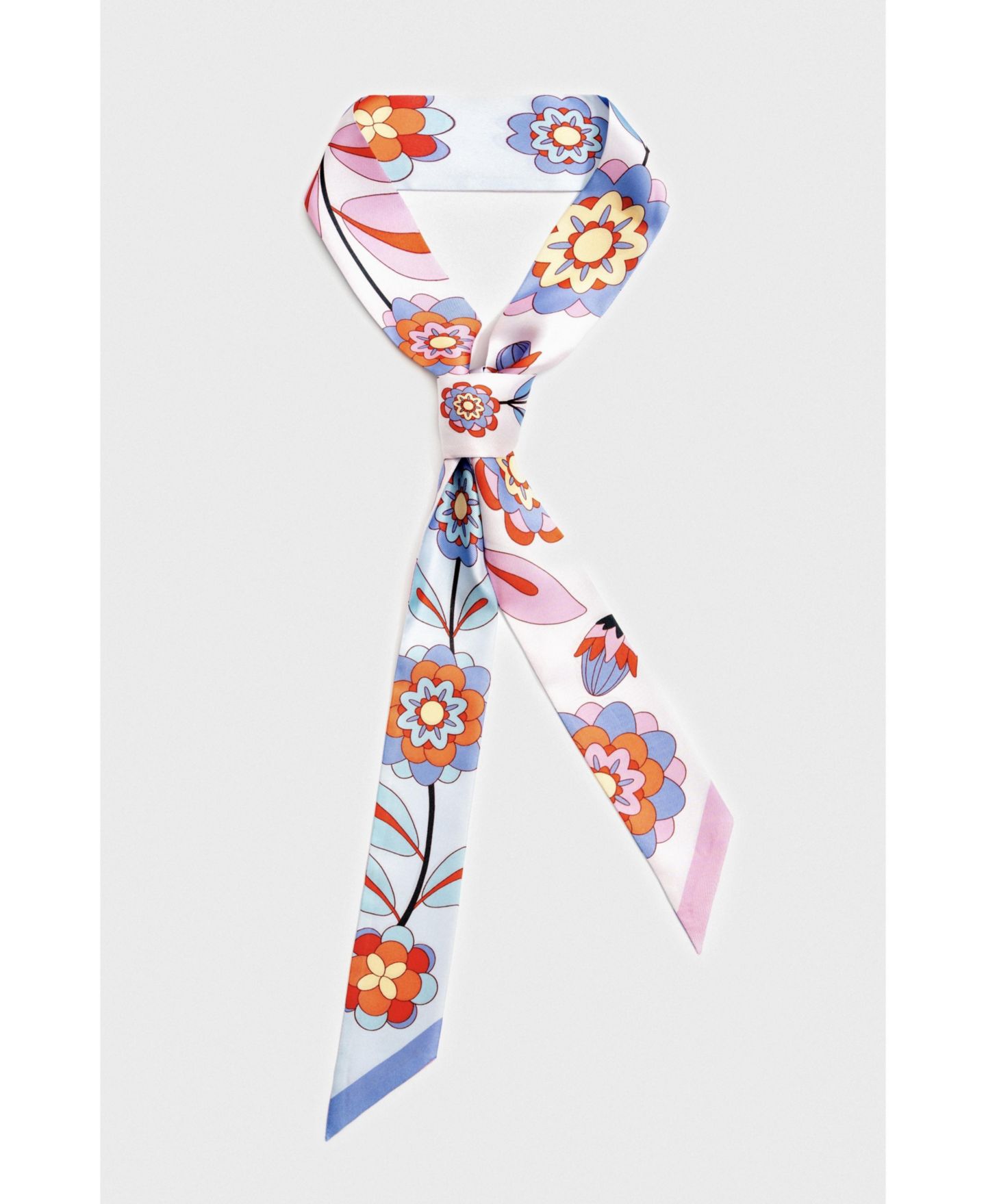 Jessie Zhao New York Silk Skinny Scarf Pink Garden, цвет: Розовый — фото 1