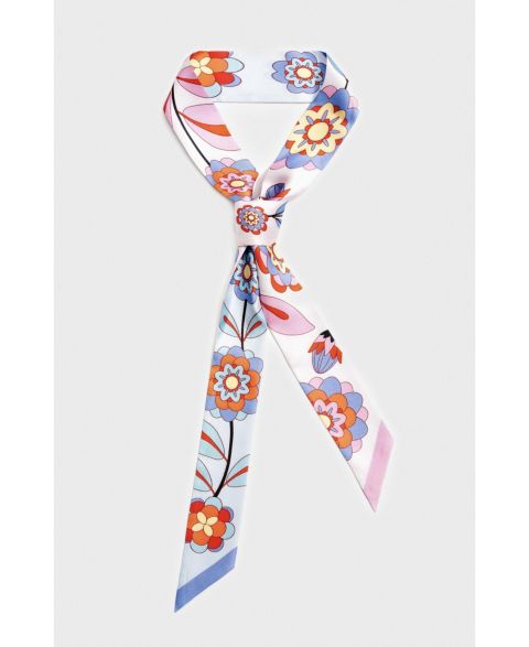Jessie Zhao New York Silk Skinny Scarf Pink Garden, цвет: Розовый