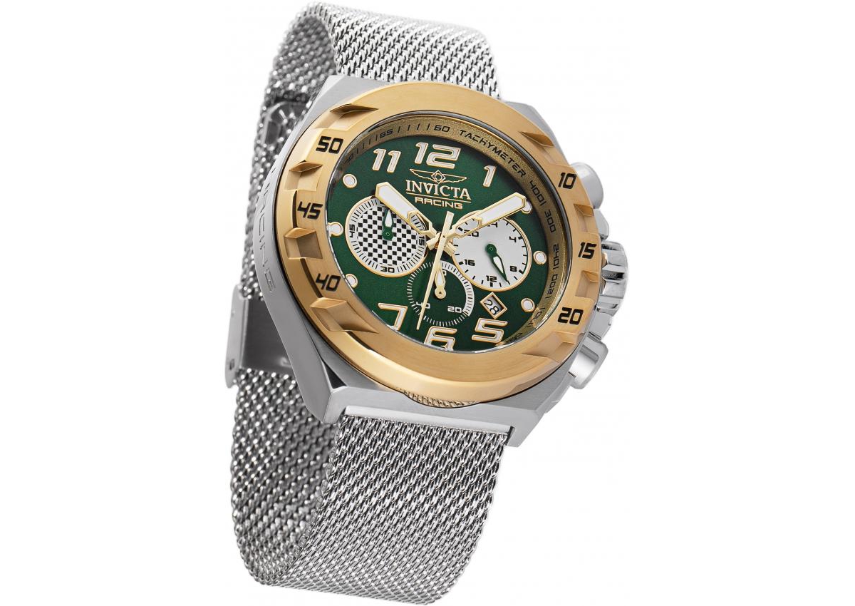 Invicta Men's 47205 Invicta Racing Quartz Chronograph White, Gold, Green, Ivory Dial Watch