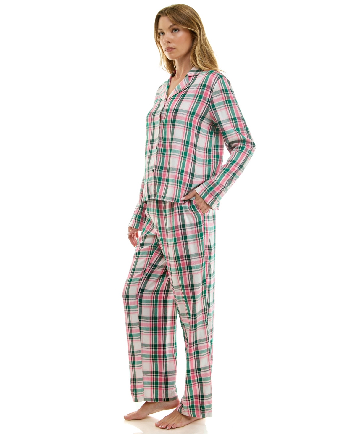 Roudelain Women's 2-Piece Plaid Top and Pants Set