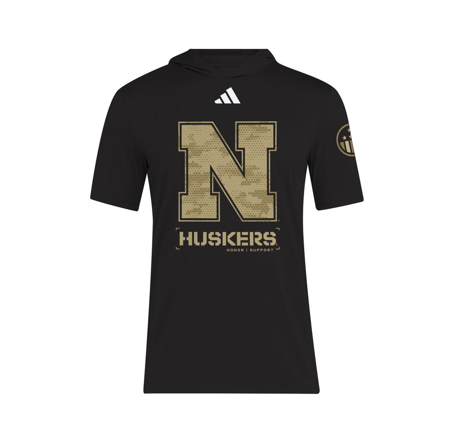 Men's Black Nebraska Huskers 2025 Military Appreciation AEROREADY T-Shirt