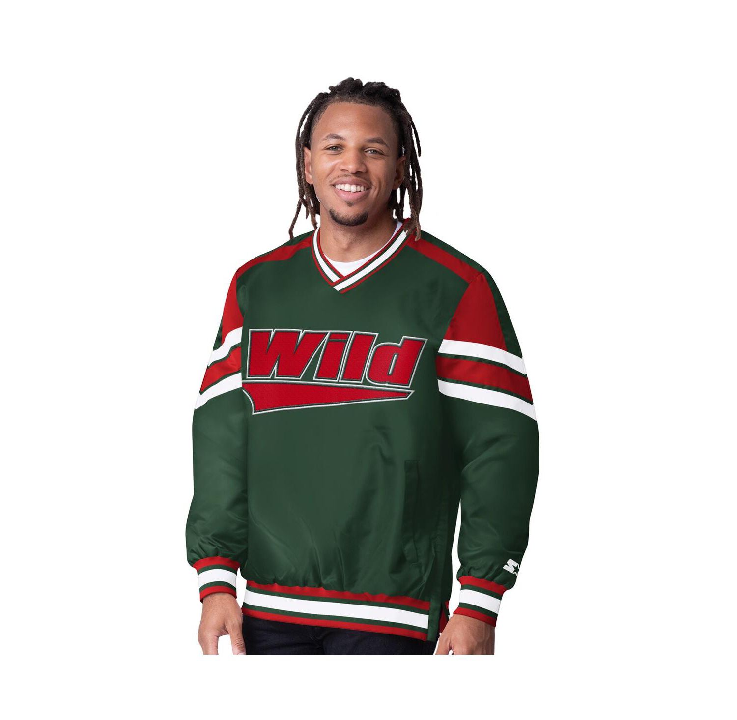 Men's Green Minnesota Wild Reliever V-Neck Pullover Jacket