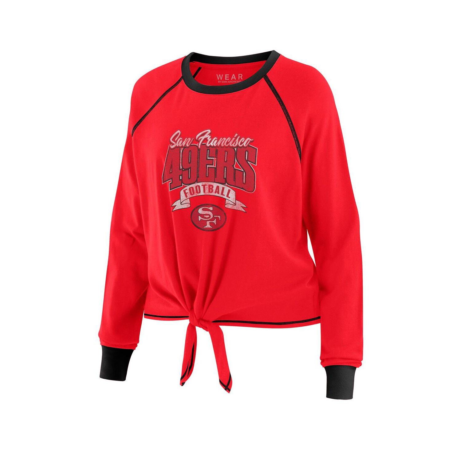 Women's Scarlet/Black San Francisco 49ers Tie-Front Long Sleeve Top