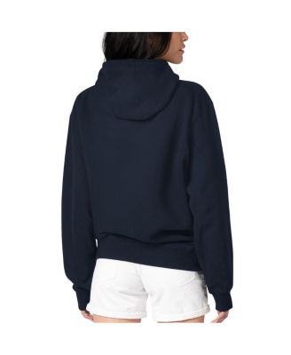 Women's Navy Seattle Seahawks Football Logo Fleece Tri-Blend Pullover Hoodie