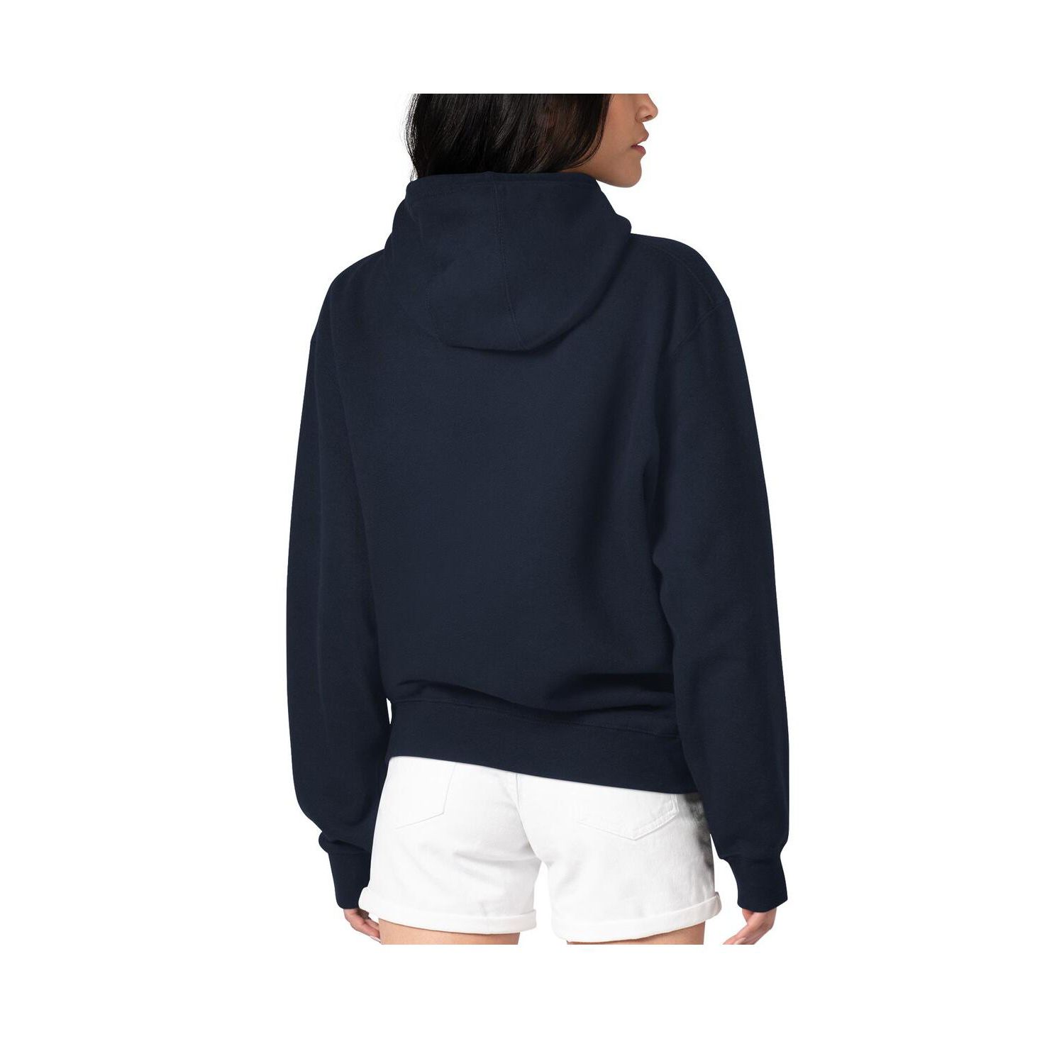 Women's Navy Seattle Seahawks Football Logo Fleece Tri-Blend Pullover Hoodie