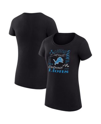 G-III 4Her by Carl Banks - Women's Black Detroit Lions Super-Slim Fit Lightweight Collage Team T-Shirt