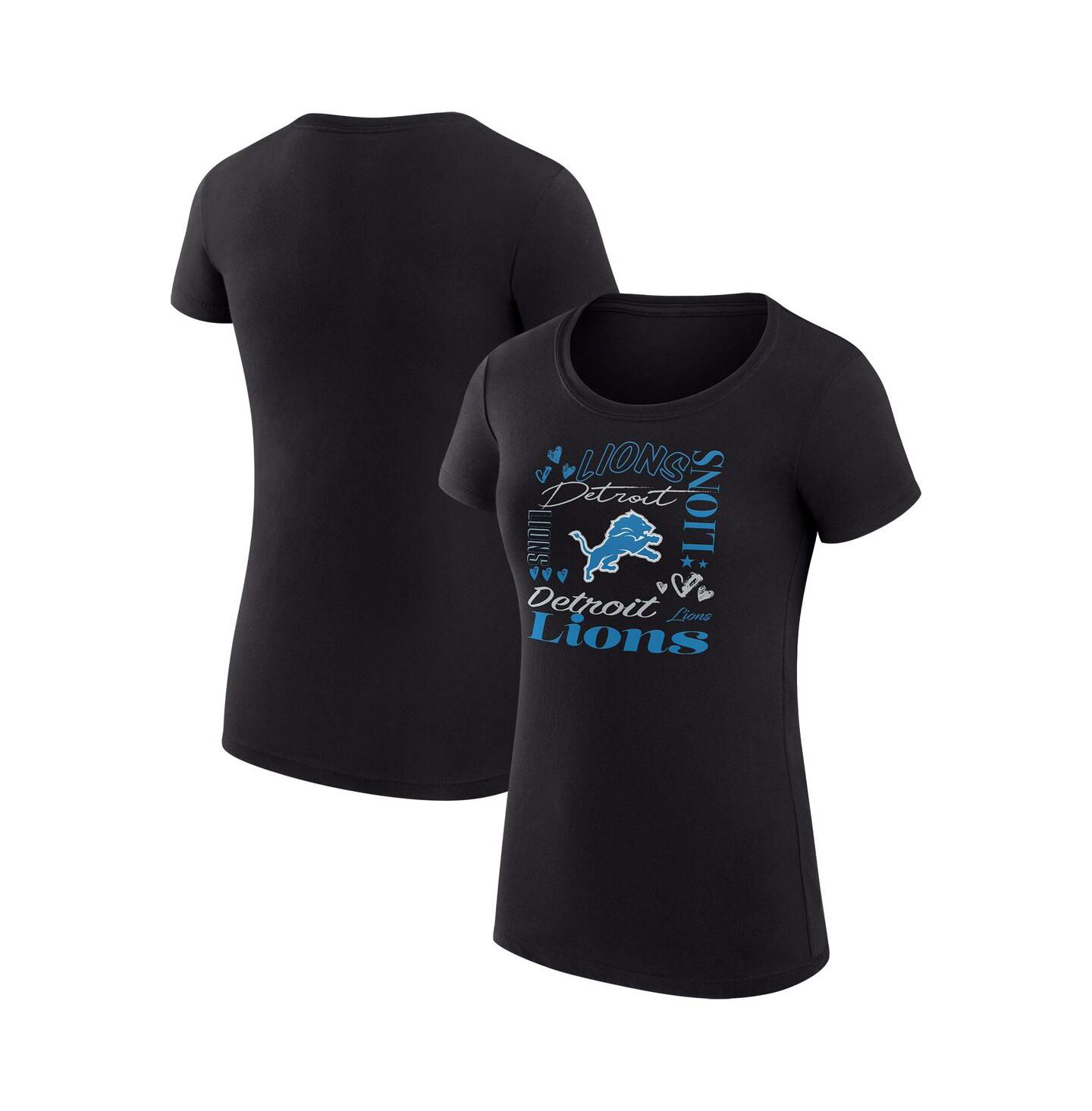 Женская футболка G-III 4Her by Carl Banks Black Detroit Lions Super-Slim Fit Lightweight Collage Team — фото 1