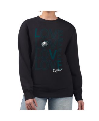 G-III 4Her by Carl Banks - Women's Black Philadelphia Eagles Lots of Love Graphic Fleece Pullover Sweatshirt