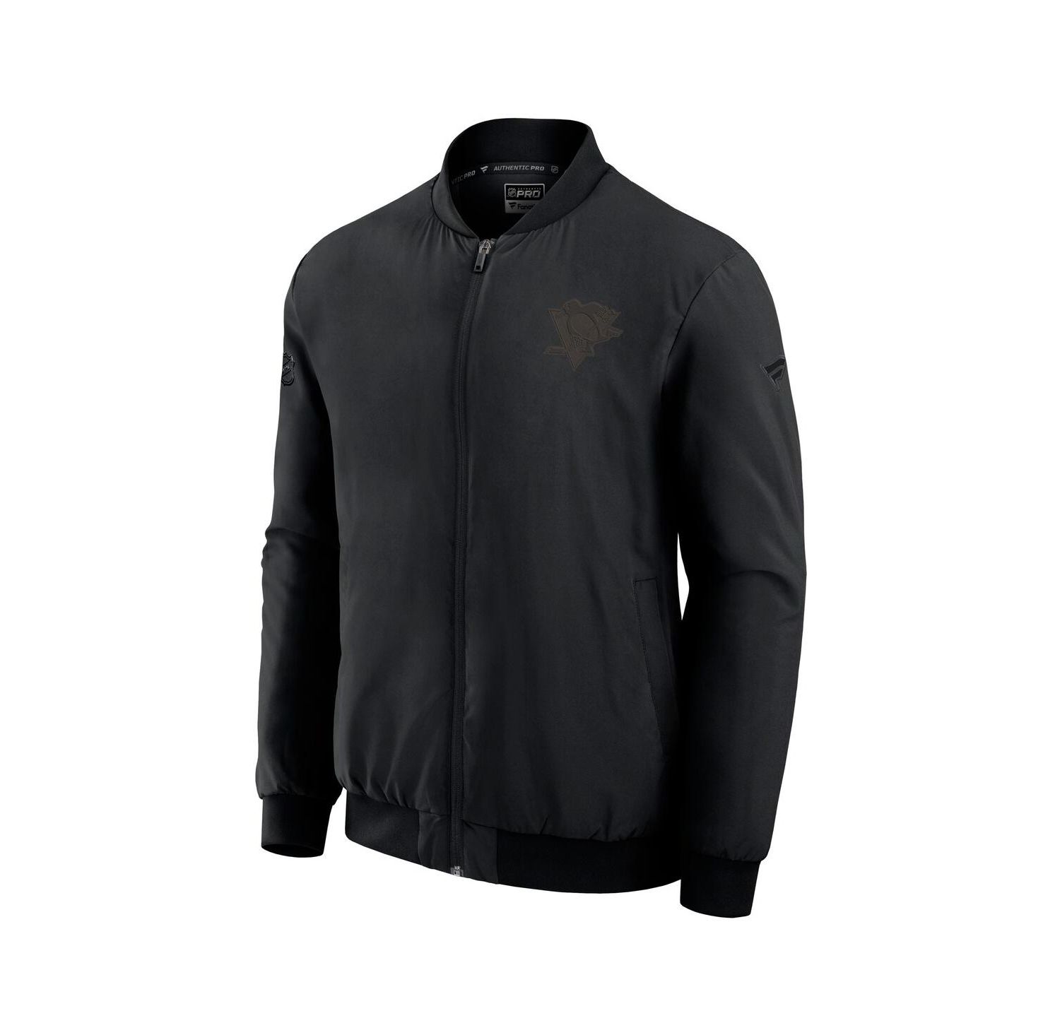 Men's Black Pittsburgh Penguins Authentic Pro Road Lightweight Full-Zip Bomber Jacket