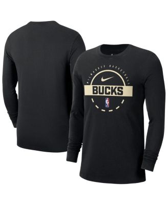 Nike - Men's Black Milwaukee Bucks Authentic Long Sleeve Practice T-Shirt
