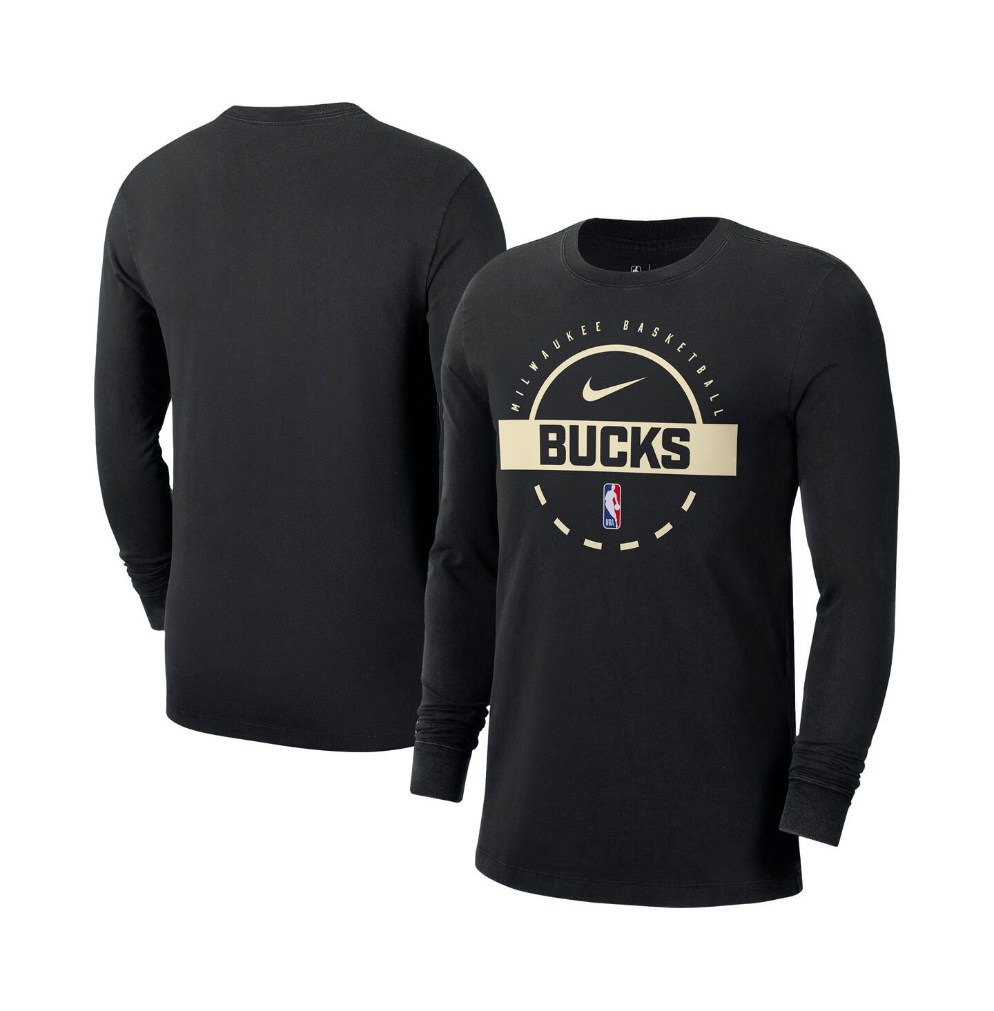 Мужская футболка Nike Black Milwaukee Bucks Authentic Long Sleeve Practice — фото 1