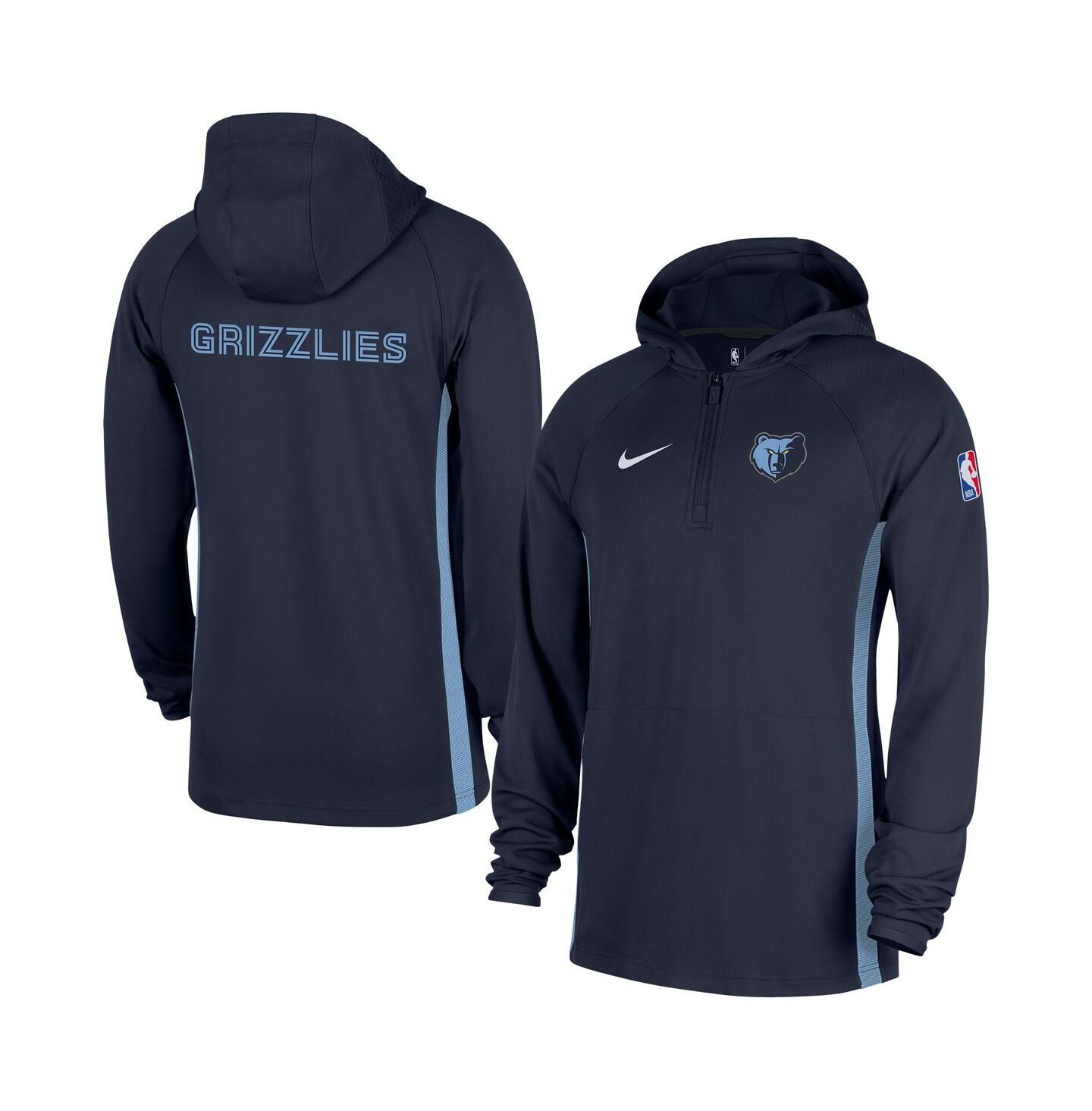Мужская куртка Nike Navy Memphis Grizzlies Authentic On Court Zone Quarter-Zip Dri-FIT Hoodie Jacket — фото 1