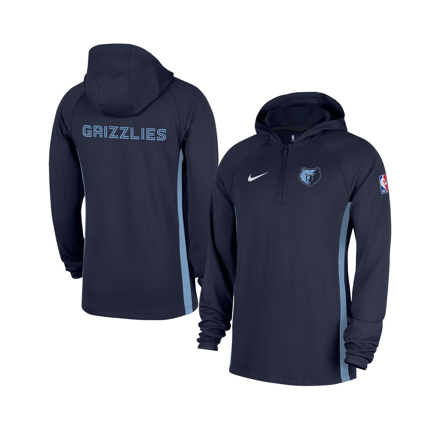 Men's Navy Memphis Grizzlies Authentic On Court Zone Quarter-Zip Dri-FIT Hoodie Jacket
