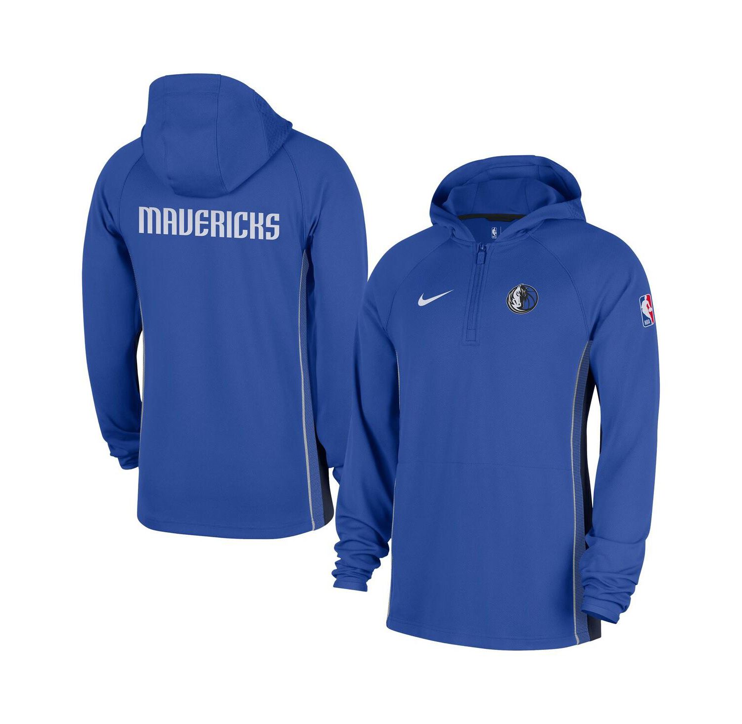 Men's Royal Dallas Mavericks Authentic On Court Zone Quarter-Zip Dri-FIT Hoodie Jacket