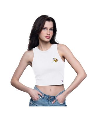 Starter - Women's&nbsp;White Minnesota Vikings Show Up Cropped Tank Top