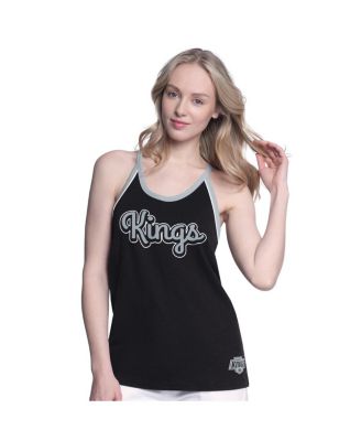 G-III 4Her by Carl Banks - Women's Black Los Angeles Kings Curveball Racerback Scoop Neck Slub Tank Top