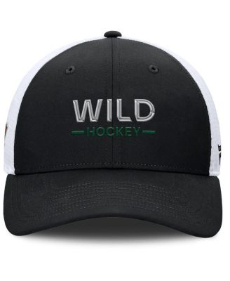 Men's Black/White Minnesota Wild Authentic Pro Rink Lockup Adjustable Trucker Hat