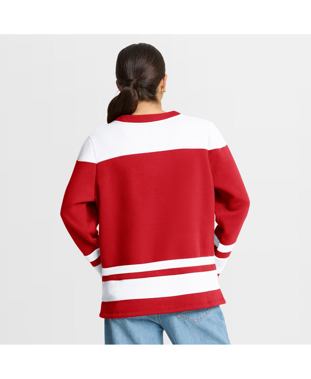Fanatics Women's Red Detroit Red Wings Icing Long Sleeve Lace Up Sweatshirt In Red