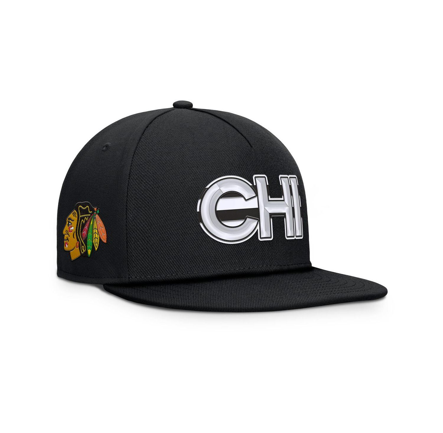 Men's Black Chicago Blackhawks Authentic Pro Rink Team Code Snapback Hat