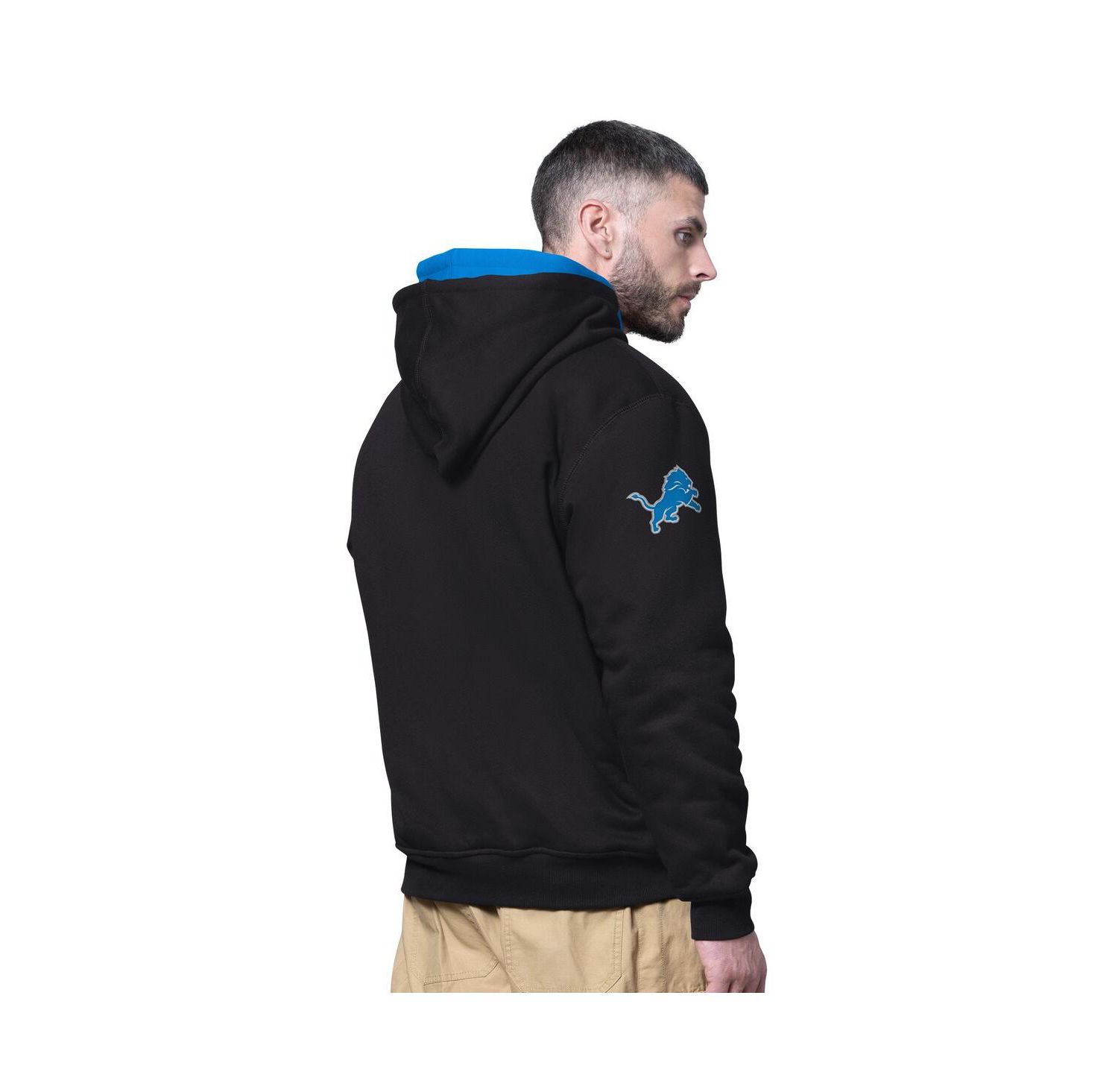 Men's Black Detroit Lions Big Shot Full-Zip Double Hoodie