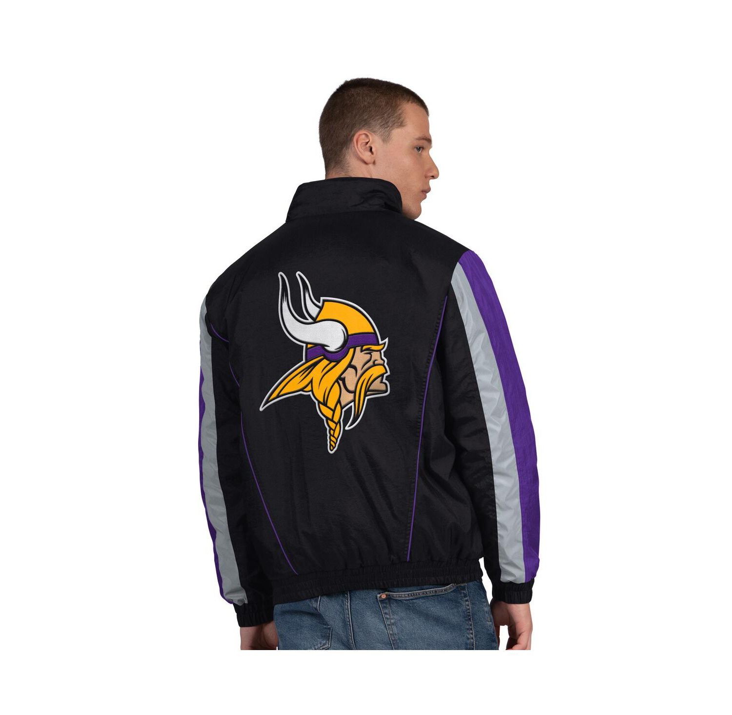 Men's Black Minnesota Vikings Thursday Night Gridiron Half-Zip Jacket