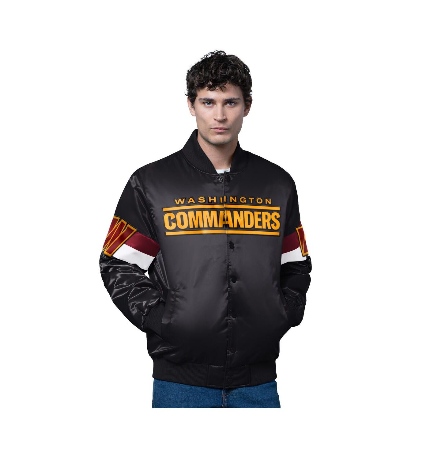 Мужская куртка Starter Black Washington Commanders Triple Option Full-Snap Varsity — фото 1