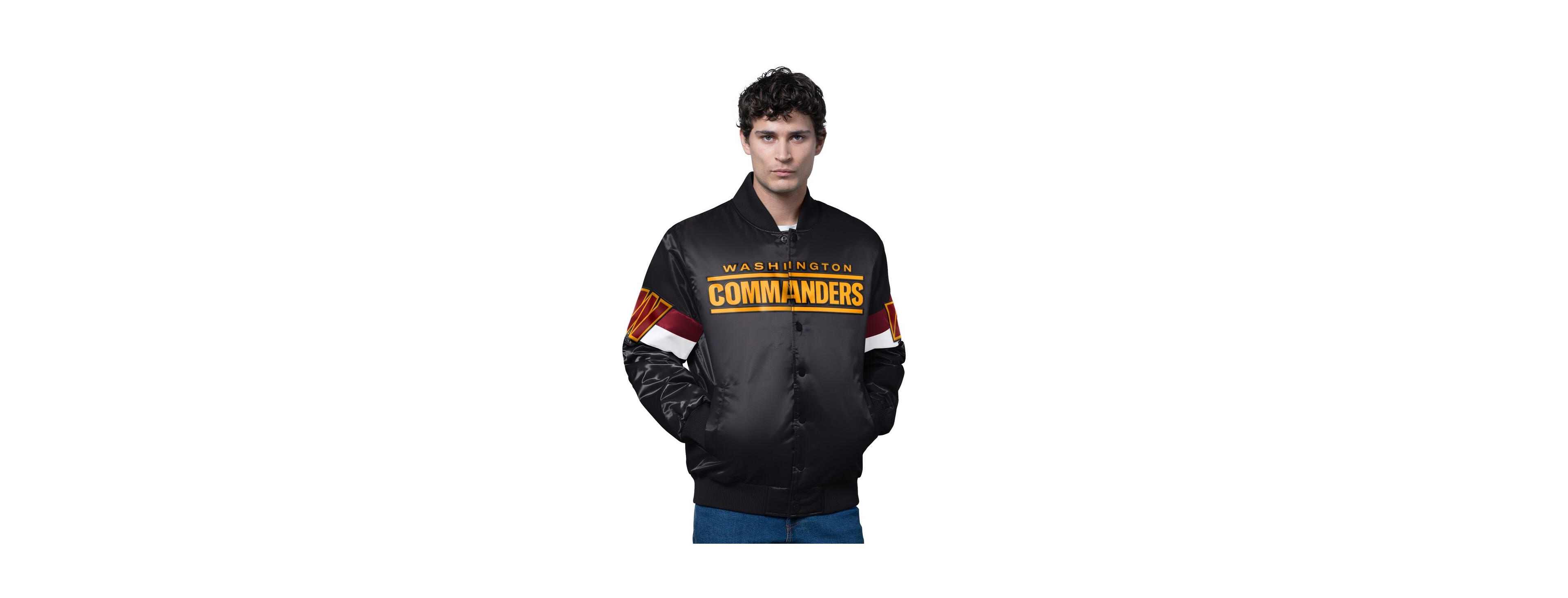 Starter Men's Black Washington Commanders Triple Option Full-Snap Varsity Jacket