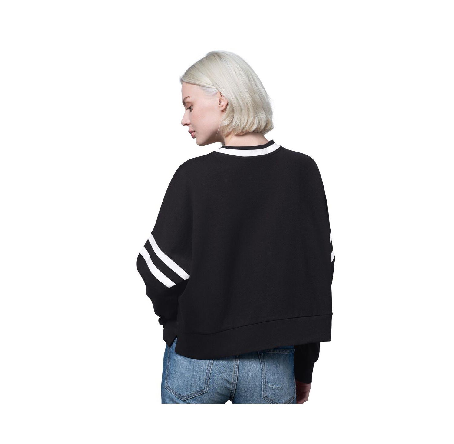 Women's Black Jacksonville Jaguars Rally Drop Shoulder Cropped Sweatshirt