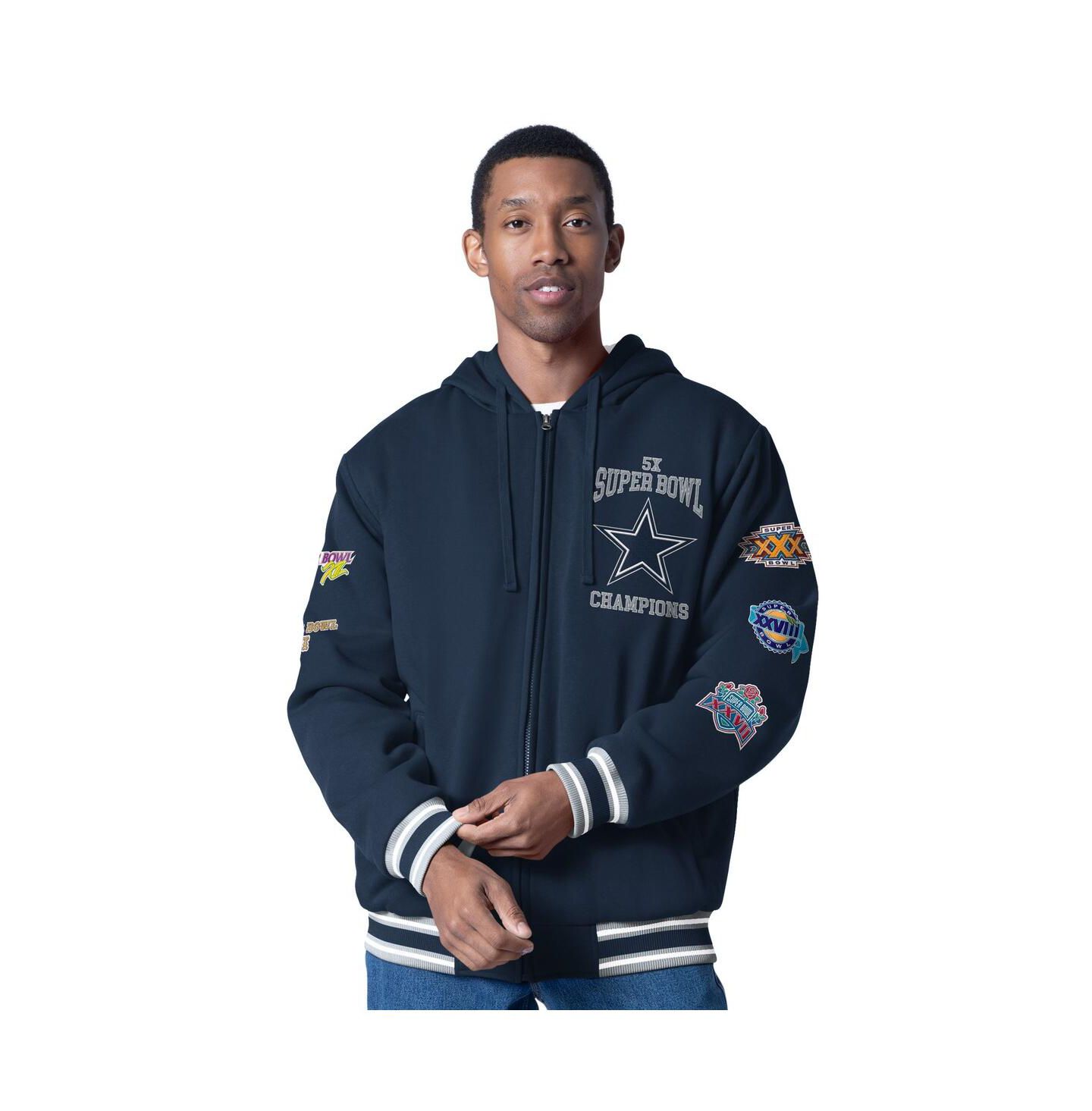 Мужское худи G-III Sports by Carl Banks Navy Dallas Cowboys Power Forward Commemorative Fleece Full-Zip — фото 1