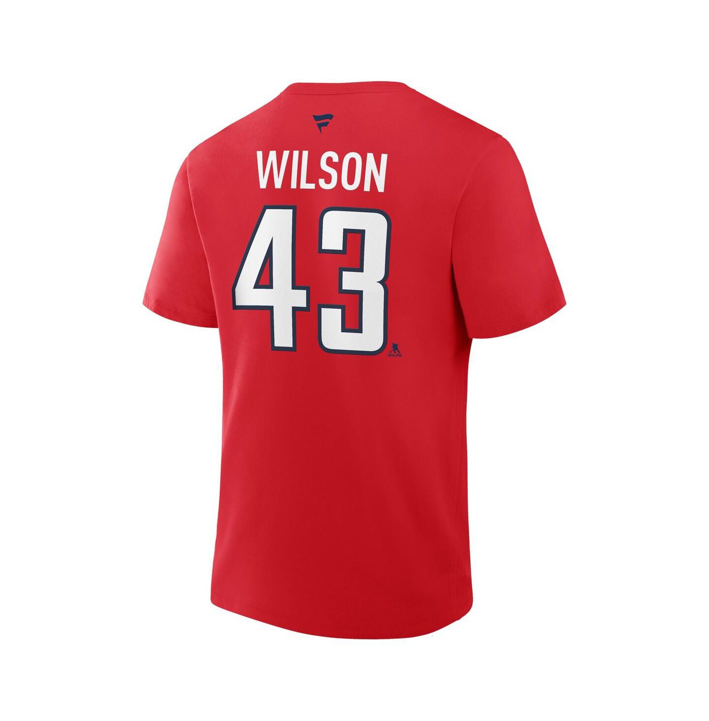 Мужская футболка Fanatics Tom Wilson Red Washington Capitals Authentic Stack Name & Number — фото 3
