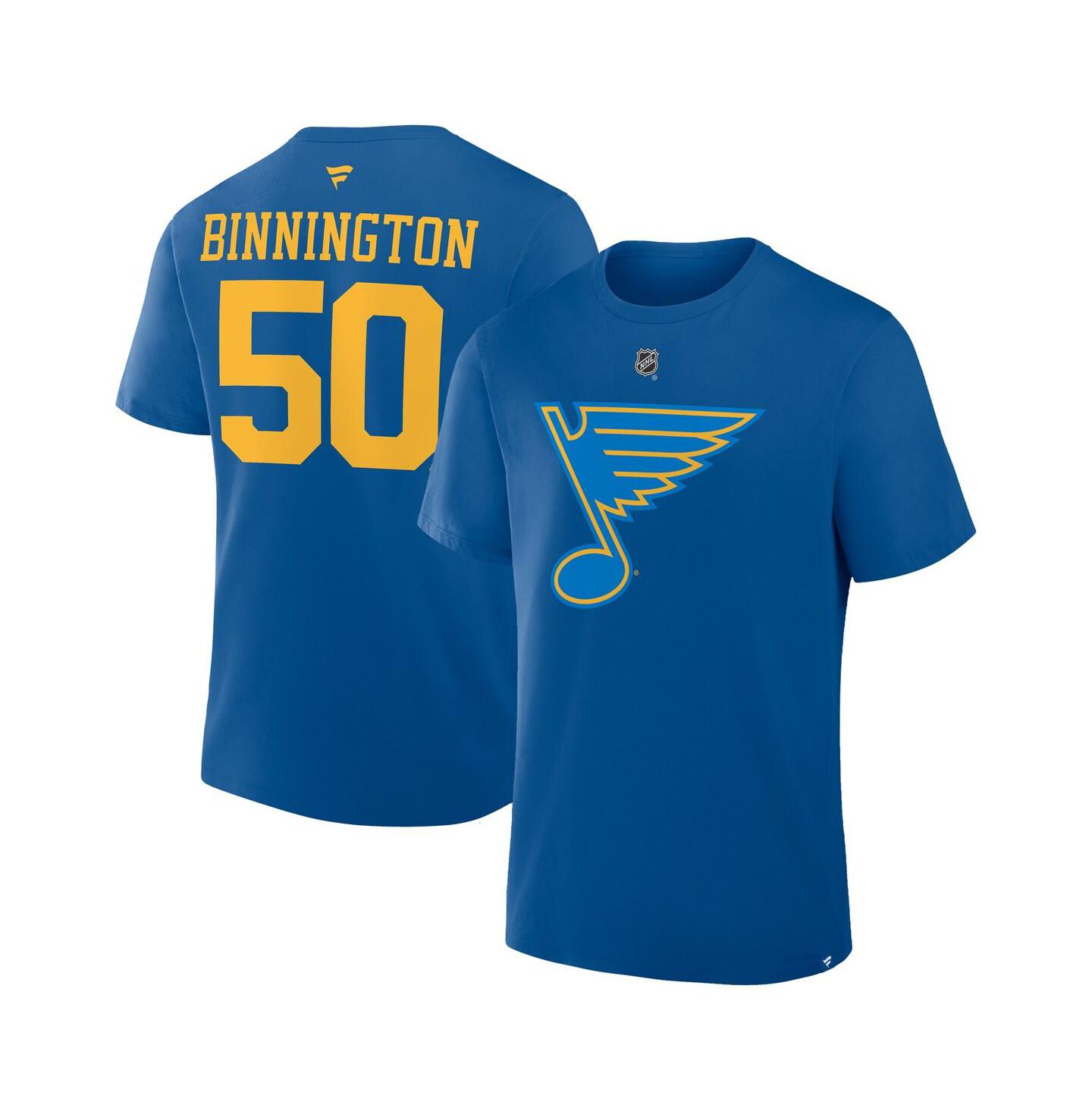 Мужская футболка Fanatics Jordan Binnington Blue St. Louis Blues Authentic Stack Name & Number — фото 1