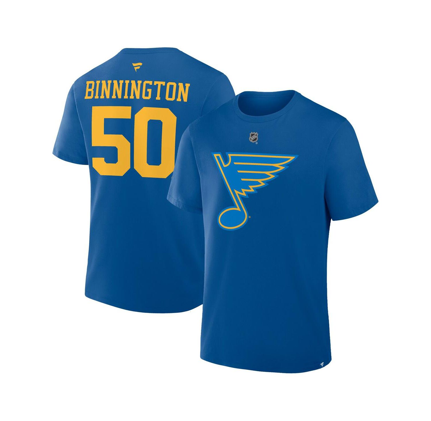 Men's Jordan Binnington Blue St. Louis Blues Authentic Stack Name & Number T-Shirt