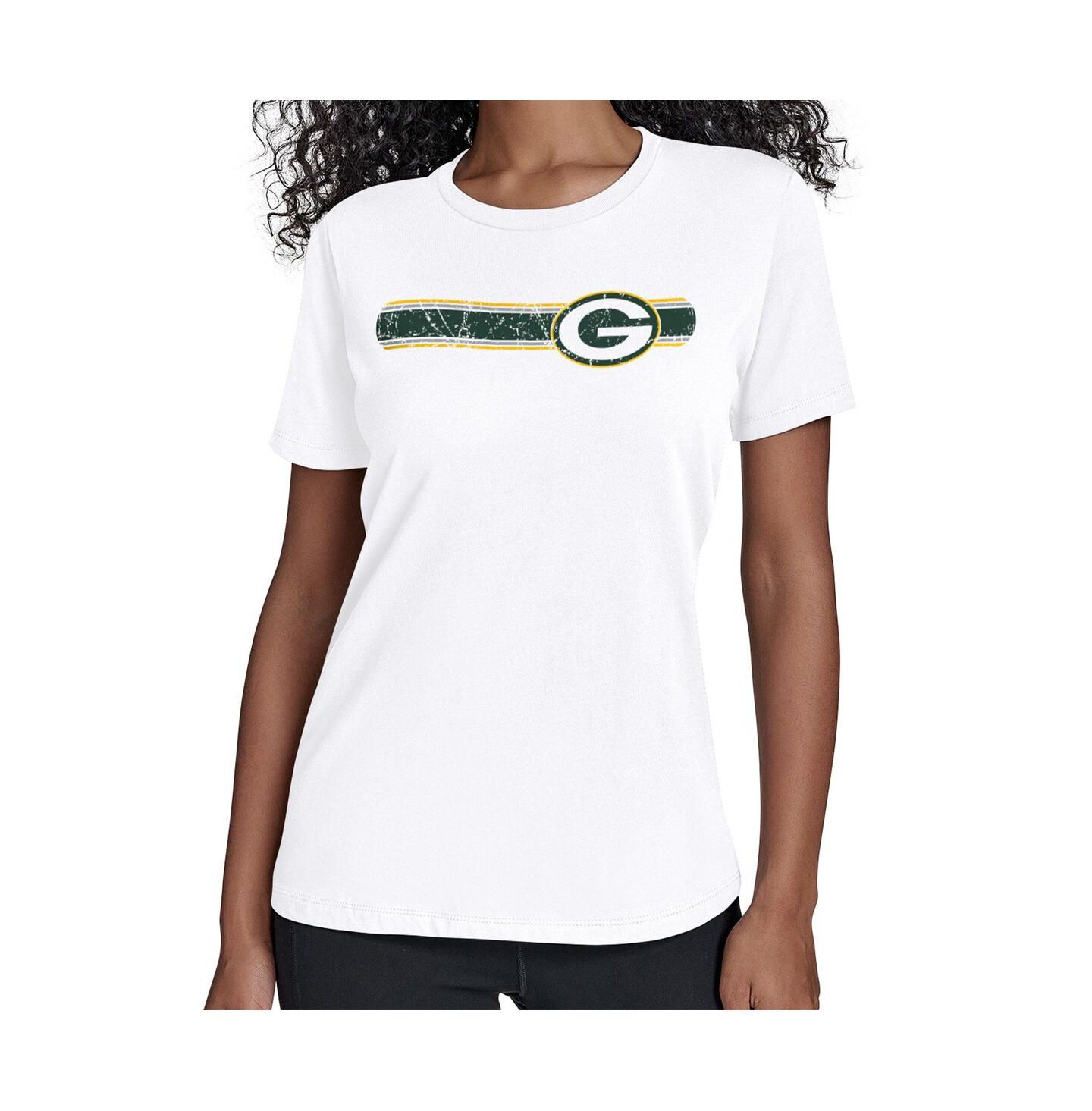 Женская футболка Starter White Green Bay Packers Team Stripe — фото 1