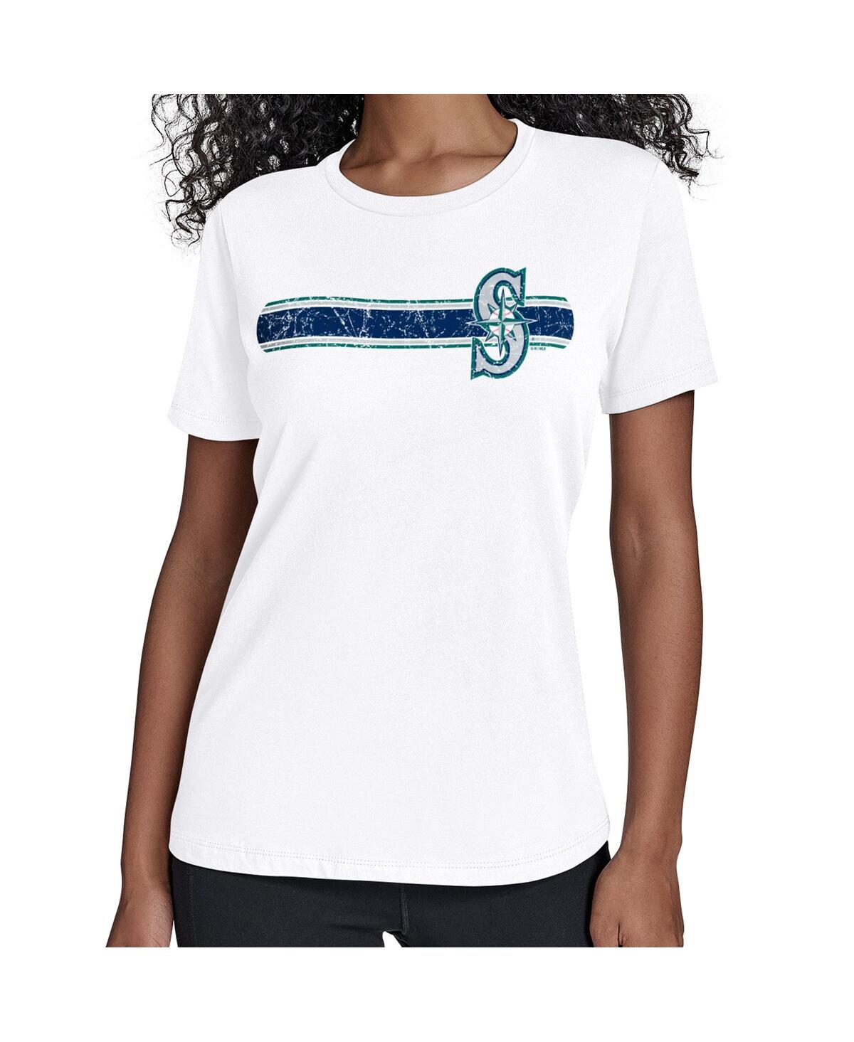Starter Women's White Seattle Mariners Team Stripe T-shirt In White