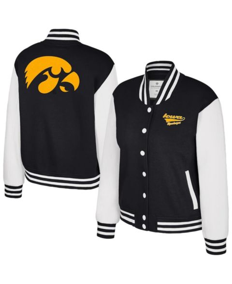Женские куртки Colosseum Women's Black Iowa Hawkeyes French Baguette Full snap Fleece Jacket