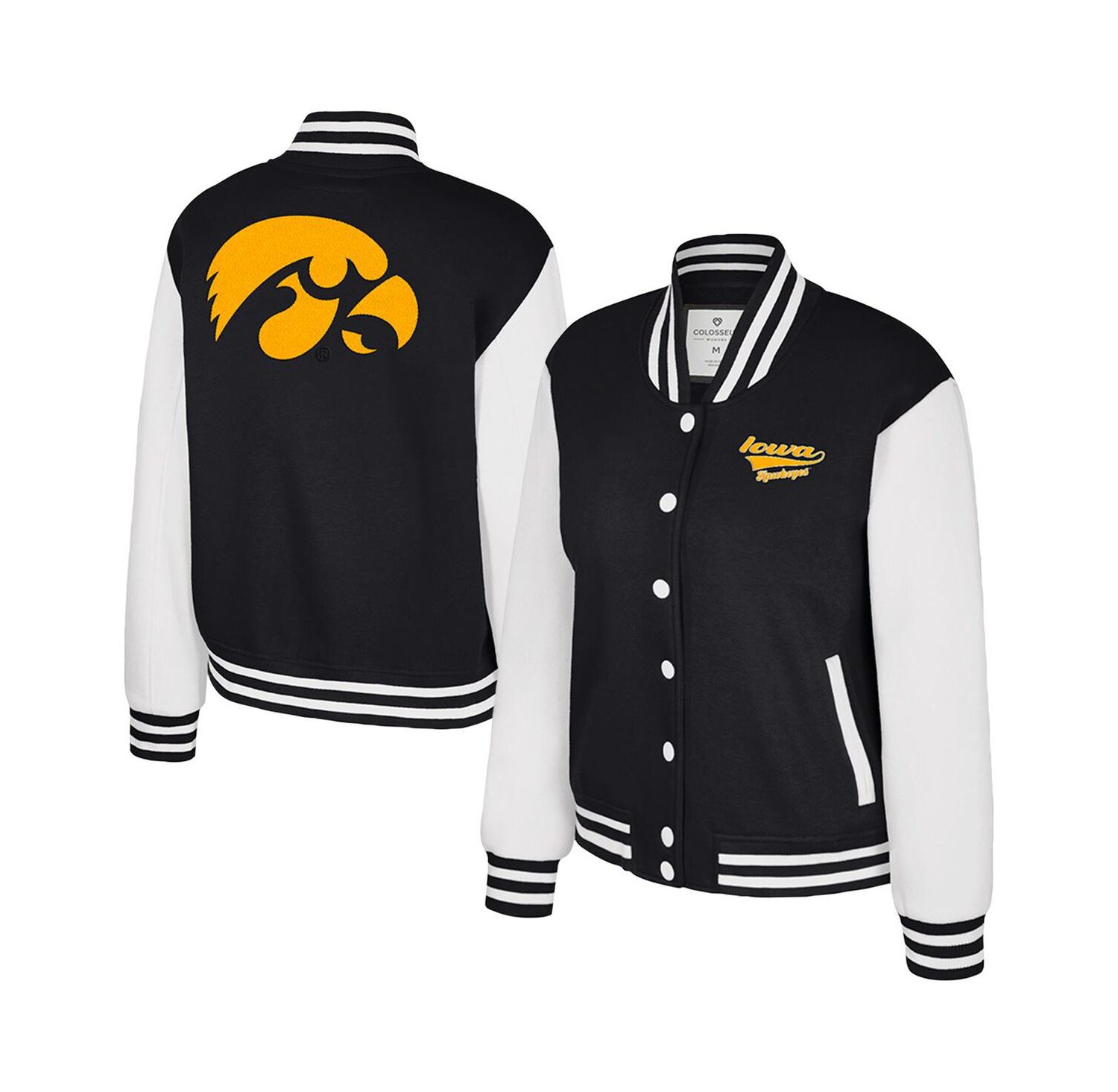 Women's Black Iowa Hawkeyes French Baguette Full snap Fleece Jacket
