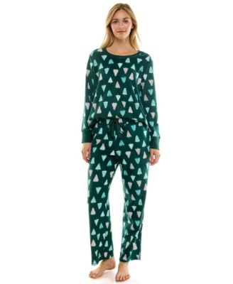 Women's 2-Piece Printed Long-Sleeve Top and Straight Leg Pants