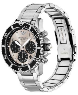 Men's World Explorer Solar-Powered Chronograph Stainless Steel Watch, 43.5mm
