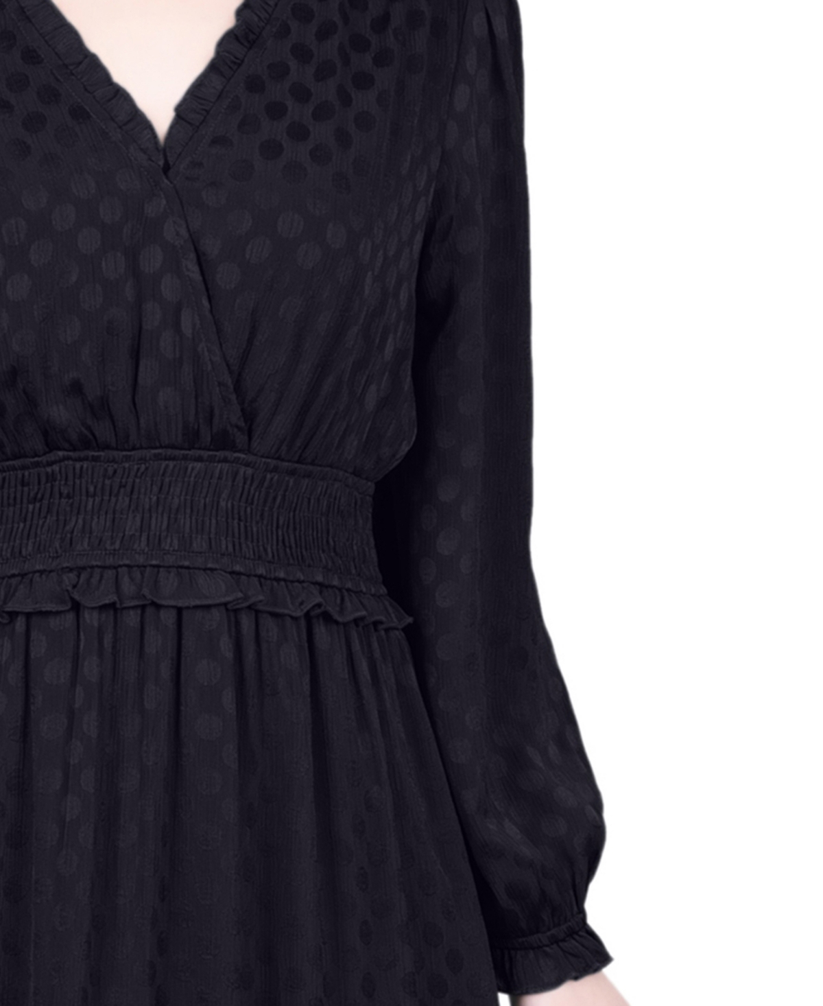 Ny Collection Petite Long Sleeve Surplice Neck Dress