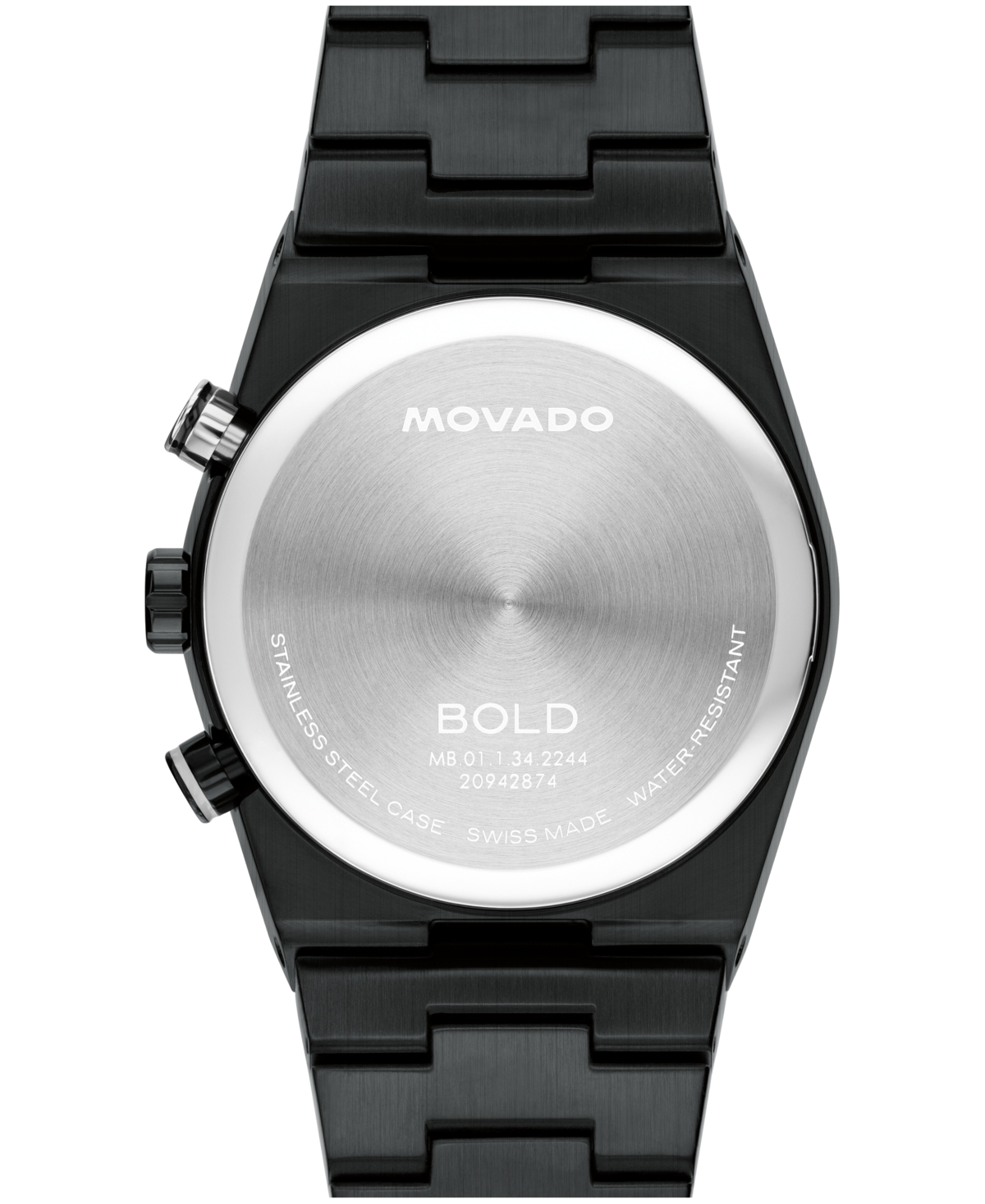 Movado Men's Bold Quest Swiss Quartz Chrono Ionic Plated Black Steel Watch, 40mm
